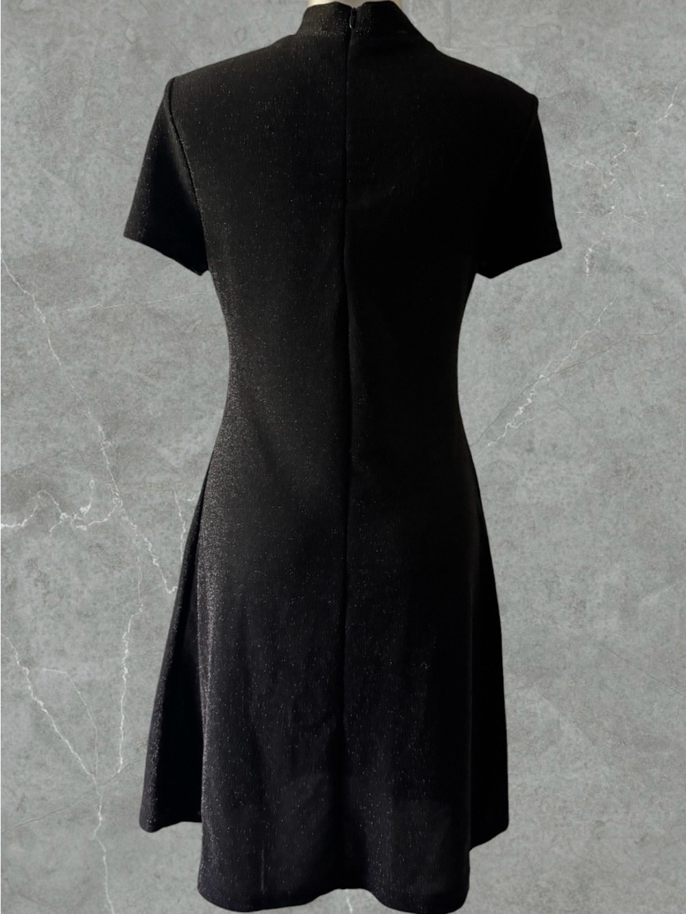 2 for $30 | Classic Black Short-Sleeve Midi Dress with Mock Neck - Picture 7 of 15